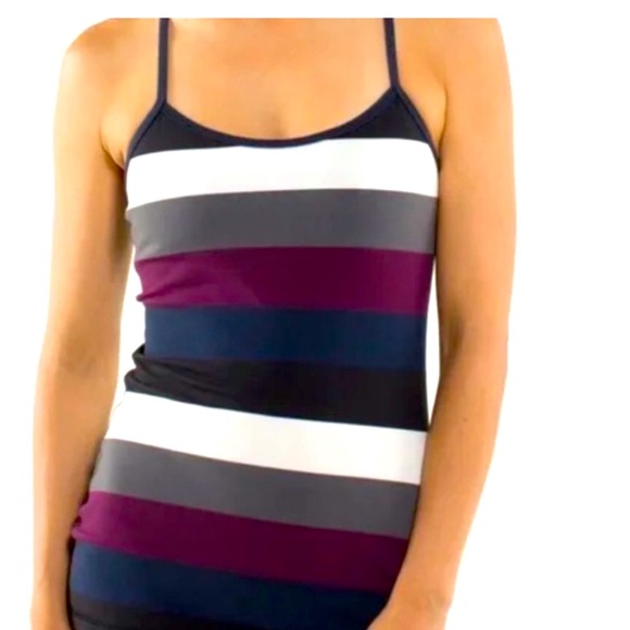lululemon athletica Tops - Lululemon power Y tank Lyon light striped tank top